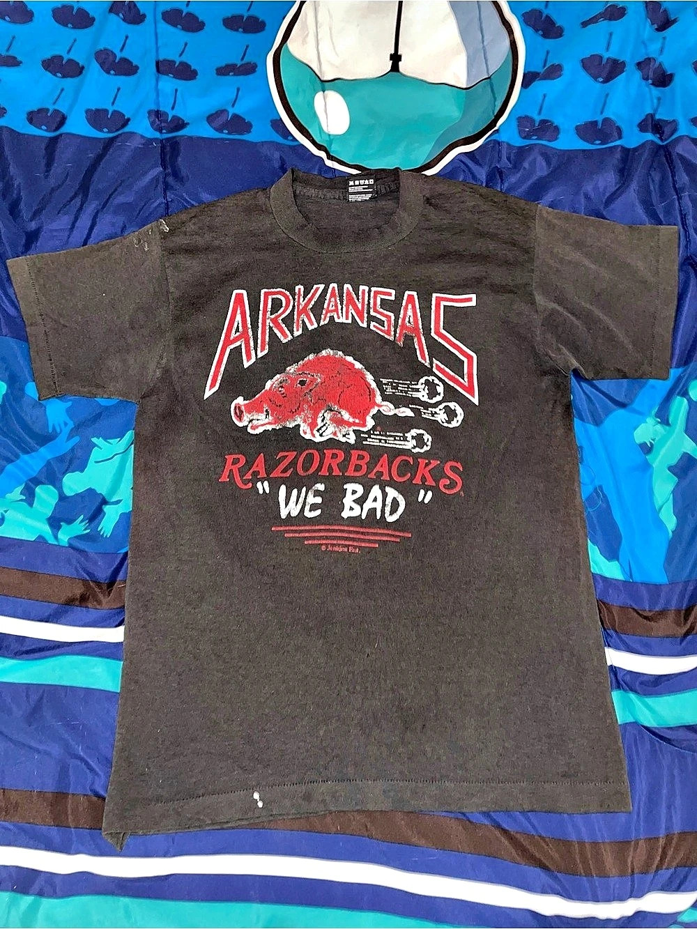 Arkansas Razorbacks We Bad Graphic Short Sleeve Tee vintage 1980/ single stitch